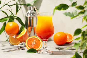 Orange cocktail, concept of fresh delicious summer citrus cocktail
