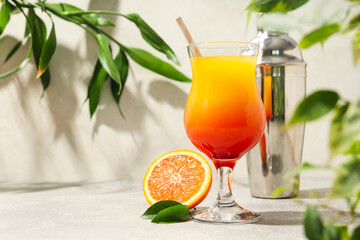 Orange cocktail, concept of fresh delicious summer citrus cocktail