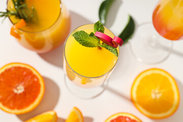 Orange cocktail, concept of fresh delicious summer citrus cocktail
