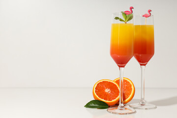 Orange cocktail, concept of fresh delicious summer citrus cocktail