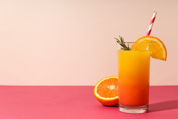 Orange cocktail, concept of fresh delicious summer citrus cocktail