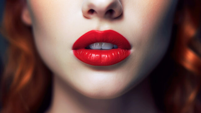 Close up lips of woman. Generative AI
