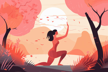 Hand drawn flat illustration of a International Yoga Day, concept background