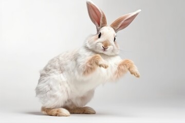 Obraz premium Cute Rabbit isolated on white background. Created Generative AI