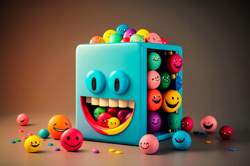 Personnage amusant avec des bonbons smiley - Générative IA