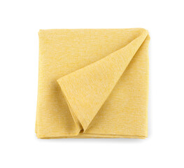 Yellow folded napkin isolated on white background