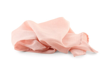 Crumpled pink napkin on white background