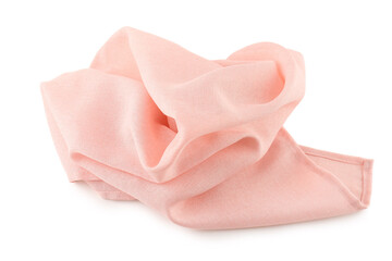 Crumpled pink napkin on white background