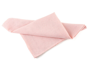 Naklejka premium Folded pink napkin on white background