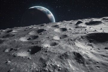 Obraz na płótnie Canvas A close-up of the lunar surface captured by a telescope - Generative AI