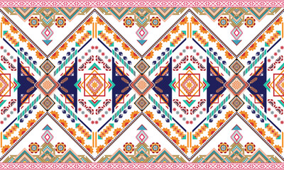 Geometric ethnic pattern vector background. seamless pattern traditional,Design for background, wallpaper, Batik, fabric, carpet, clothing, wrapping, and textile. Colorful ethnic pattern illustration