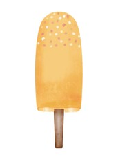 Yellow ice cream on a stick with white sprinkles