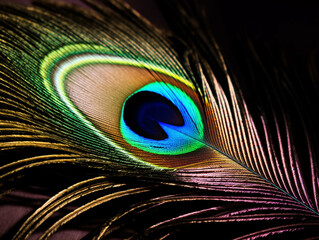 Obraz premium A Close Up of a Peacock Feather with Purple Tint | Generative AI