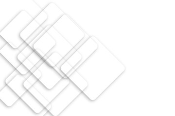 Abstract geometric smooth square shape with soft shadow background. White geometric square lines vector backgrounds.