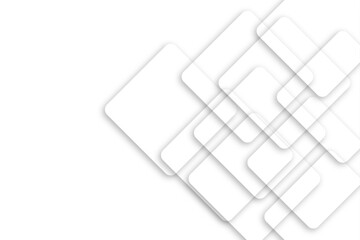 Abstract geometric smooth square shape with soft shadow background. White geometric square lines vector backgrounds.