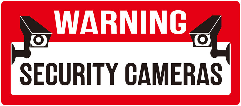 A sign that warns : warning security cameras