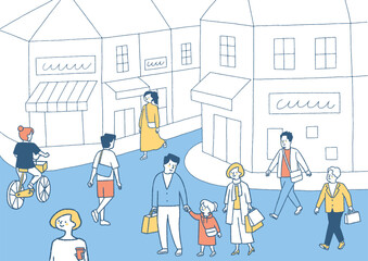 街中を行き交う人たち_色2