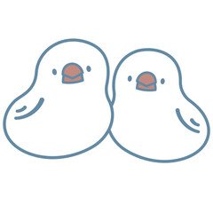 シンプルでかわいい二羽の白文鳥のイラスト素材
