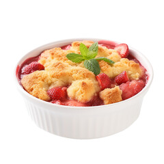 minted strawberry rhubarb cobbler