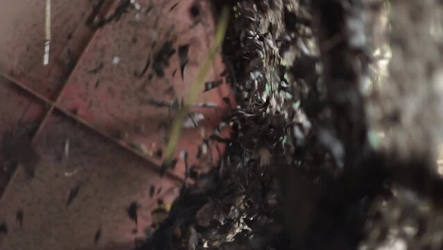 Process of making compost from organic waste. Stages of the process of making compost from sorted waste, milling to packaging in landfills in Indonesia