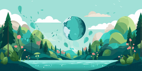 Obraz premium World Environment Day depicted in flat design