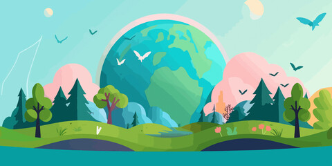 World Environment Day depicted in flat design