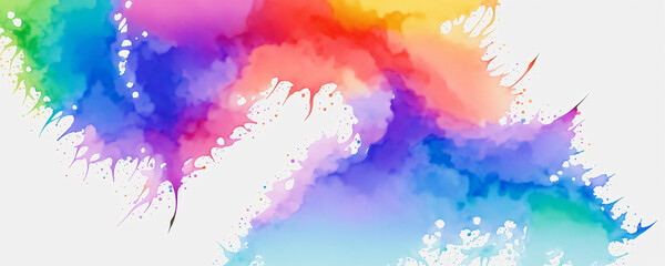 a multicolored paint splattered on a white background