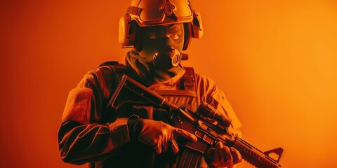 Anti terrorism day orange background, Stop the war with counter terrorism team. Generative Ai