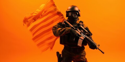 Anti terrorism day orange background, Stop the war with counter terrorism team. Generative Ai