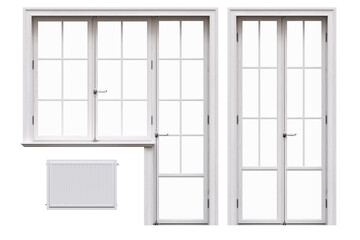windows in the interior isolated on transparent background, 3D illustration, cg render

