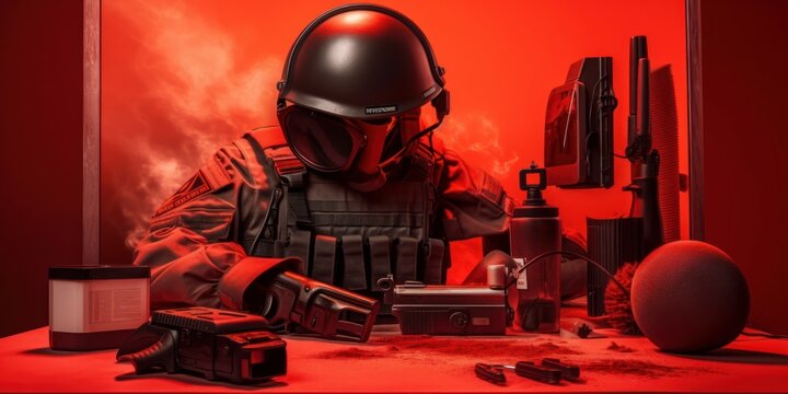 Anti terrorism day, Stop the war red background. Generative Ai