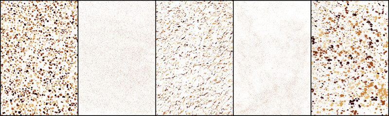 Set Of Coffee Beans Texture Isolated On White Background. Chocolate Shades. Brown Particles. Digitally Generated Image. Vector Illustration, EPS 10.