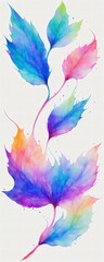 a watercolor painting of colorful leaves on a white background