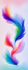 a multicolored bird's tail on a white background