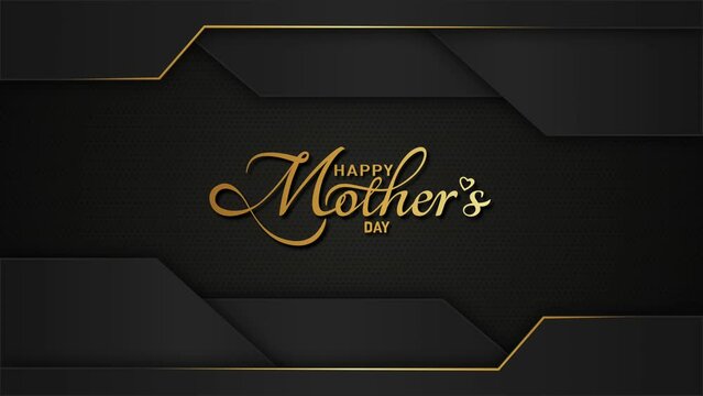 Happy Mother Day Text Animation On Luxury Gold Background.