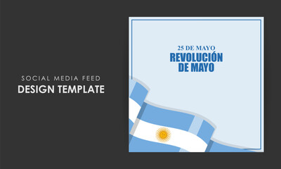 Vector illustration of revolución de mayo social media story feed mockup template