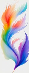 a multicolored feather on a white background