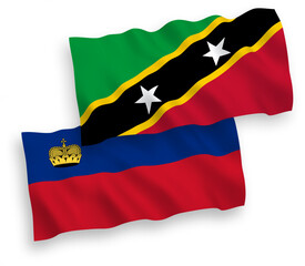 Flags of Federation of Saint Christopher and Nevis and Liechtenstein on a white background