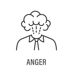 Anger icon. Symbol of stress, anxiety, headache. Vector illustration. Editable stroke.