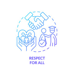Respect for all blue gradient concept icon. Understanding diversity. Global citizenship. GCED goal abstract idea thin line illustration. Isolated outline drawing. Myriad Pro-Bold fonts used