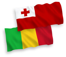 Flags of Kingdom of Tonga and Mali on a white background