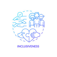 Inclusiveness blue gradient concept icon. Global citizenship education theme. Social integration abstract idea thin line illustration. Isolated outline drawing. Myriad Pro-Bold fonts used