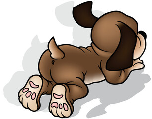 Rear View of a Puppy Lying on the Ground