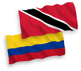 Flags of Republic of Trinidad and Tobago and Colombia on a white background