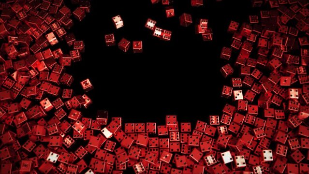 Las Vegas Dices Animation - Pile of dice, Red Dices on Black background