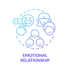 Emotional relationship blue gradient concept icon. Closeness and attachments. Genograms information abstract idea thin line illustration. Isolated outline drawing. Myriad Pro-Bold font used