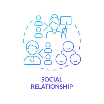 Social relationship blue gradient concept icon. Employee, employer relations. Genograms information abstract idea thin line illustration. Isolated outline drawing. Myriad Pro-Bold font used