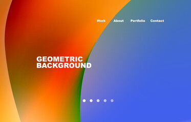 Landing page abstract liquid background. Flowing shapes, round design and circle. Web page for website or mobile app wallpaper