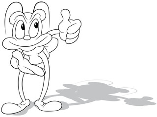 Drawing of a Long-legged Beetle Showing a Thumbs Up