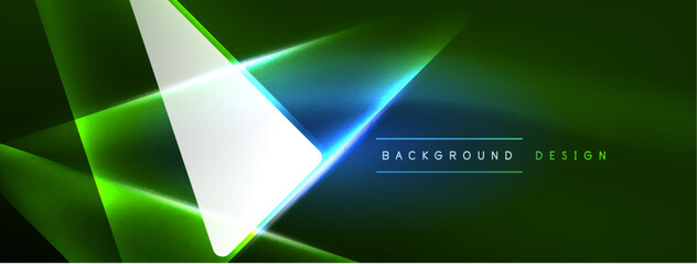 Fototapeta premium Vibrant Geometric Neon Shiny Line Background. A Bold and Stunning Display of Shapes, Lines, Colors, and Glow, Perfect for Futuristic Modern Designs, Hi-tech Presentations, Technology Web Pages